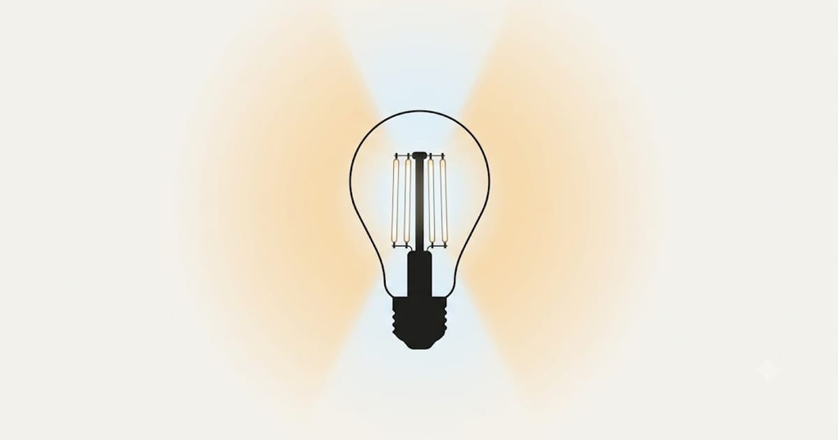 A filament-style LED bulb with its light-emitting strips visible inside clear glass