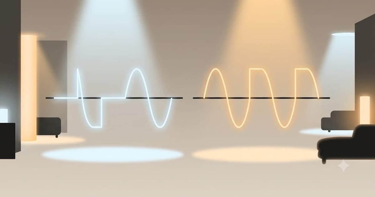 Two mains waveforms chopped at opposite ends of the cycle